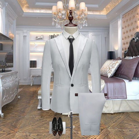 White Wedding blazer jeans slim suit
