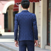 Blue handsome groom wedding suit