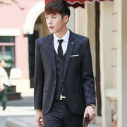 Grey black handsome groom wedding suit