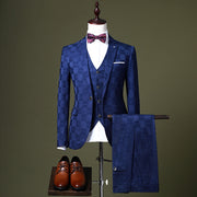 Blue handsome groom wedding suit