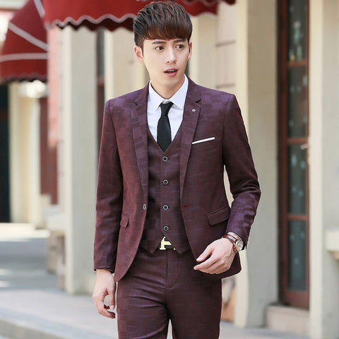Brown handsome groom wedding suit