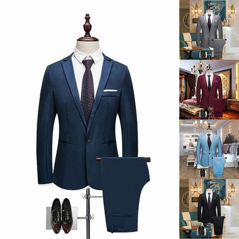 blue Wedding suit slim suit