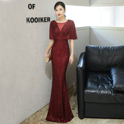 Dark green evening dress female annual party temperament