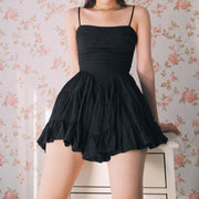 Girls Halter Black Suspenders Puffy Dress